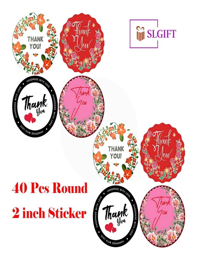 SLGIFT Vinyl Thank You Theme Sticker, Self-Adhesive Vinyl Stickers, 40 Pieces, 2 x 2 Inches Round Sticker, 4 Unique Designs, R116 - Image 4